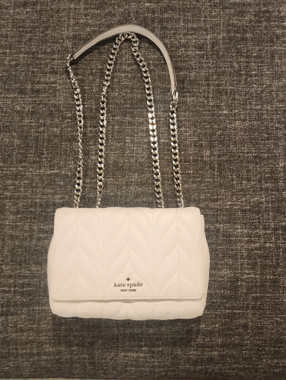 kate spade White Quilted Chain Crossbody Bag